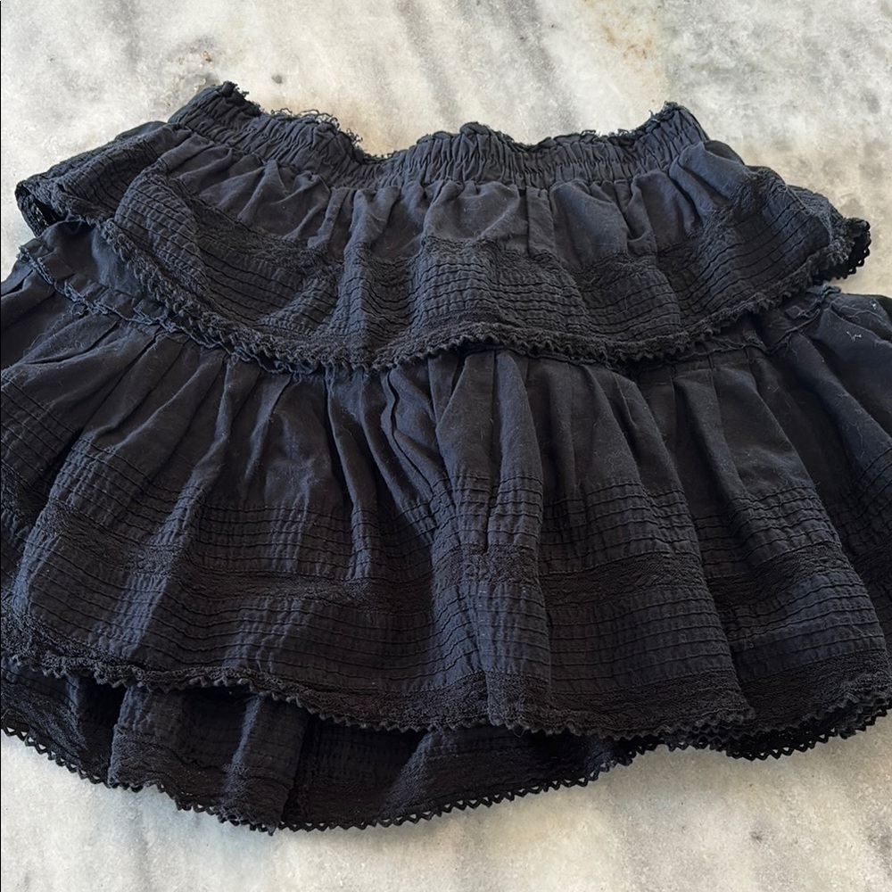 LoveShackFancy Black Ruffle Mini Skirt - Picture 2 of 5